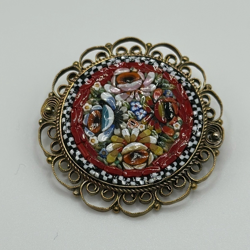 Mosai hand painted made in Italy brooch